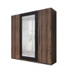 Armadio guardaroba 4 ante specchio legno quercia scuro 228x57x214 Hutton Vendita
