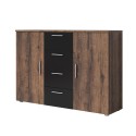 Cassettiera madia 2 ante 4 cassetti nero comò legno quercia scuro Cayey Vendita