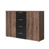 Cassettiera madia 2 ante 4 cassetti nero comò legno quercia scuro Cayey Vendita