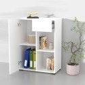 Libreria bassa ufficio bianco anta cassetto scaffale 65x35x89cm Maelis Saldi