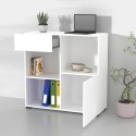 Libreria ufficio bassa cassetto anta 2 scaffali bianco 90x35x89cm Habren Saldi