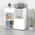 Libreria ufficio bassa cassetto anta 2 scaffali bianco 90x35x89cm Habren Promozione