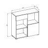 Libreria ufficio bassa cassetto anta 2 scaffali bianco 90x35x89cm Habren Sconti
