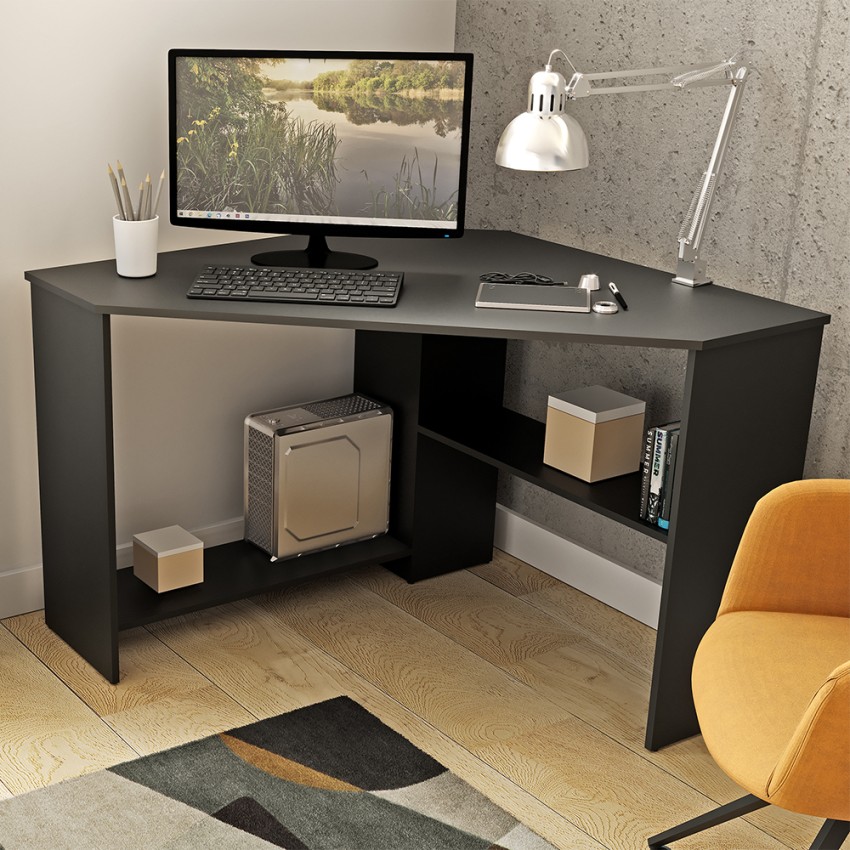Platzsparender schwarzer 80x80x73cm Eckschreibtisch Newman Aktion Platzsparender schwarzer 80x80x73cm Eckschreibtisch Newman Aktion