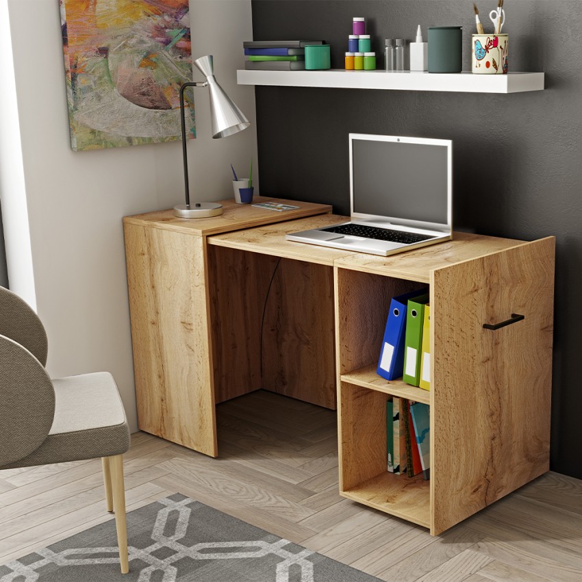 Scrivania ufficio salvaspazio a scomparsa allungabile legno rovere Estevo Promozione Scrivania ufficio salvaspazio a scomparsa allungabile legno rovere Estevo Promozione