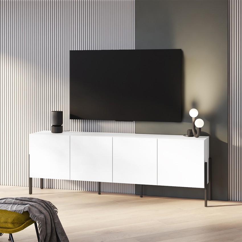 Moderner Design-Wohnzimmer-TV-Schrank weiß 4 Türen 200x40x69cm Gardon Aktion Moderner Design-Wohnzimmer-TV-Schrank weiß 4 Türen 200x40x69cm Gardon Aktion