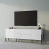 Mobile porta TV soggiorno design moderno bianco 2 ante 2 cassetti Kaveh Saldi