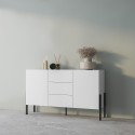 Credenza moderna bianco 2 ante 3 cassetti cucina sala da pranzo Kinsha Saldi