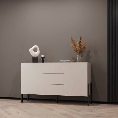 Moderne Küchenanrichte 3 Schubladen 2 Türen beige 154x40x89cm Autrey Aktion