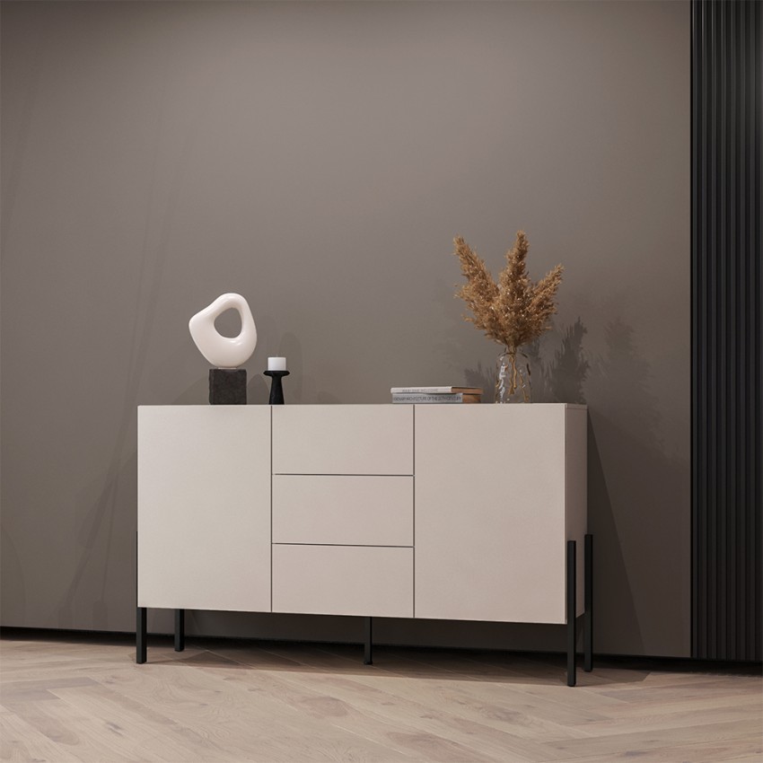Buffet de cuisine salon 3 tiroirs 2 portes beige 154x40x89cm Autrey Promotion Buffet de cuisine salon 3 tiroirs 2 portes beige 154x40x89cm Autrey Promotion