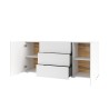 Credenza soggiorno bianca moderna 3 cassetti 2 ante 140x35x63cm Mehdi Saldi