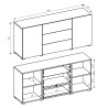 Credenza soggiorno bianca moderna 3 cassetti 2 ante 140x35x63cm Mehdi Stock