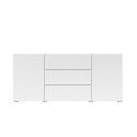 Credenza soggiorno bianca moderna 3 cassetti 2 ante 140x35x63cm Mehdi Offerta