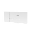 Credenza soggiorno bianca moderna 3 cassetti 2 ante 140x35x63cm Mehdi Catalogo