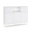 Madia alta credenza moderna cucina soggiorno bianca dorata Breteny Vendita