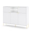 Madia alta credenza moderna cucina soggiorno bianca dorata Breteny Saldi