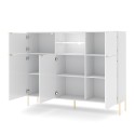Madia alta credenza moderna cucina soggiorno bianca dorata Breteny Sconti