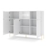 Madia alta credenza moderna cucina soggiorno bianca dorata Breteny Sconti