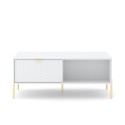 Niedriger Couchtisch 2 Türen Aufbewahrungsschrank weiß gold Oviedo Angebot