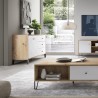 Credenza cucina moderna 120cm legno rovere anta 3 cassetti bianco Gwen Vendita