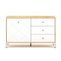 Credenza cucina moderna 120cm legno rovere anta 3 cassetti bianco Gwen Offerta