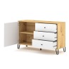 Credenza cucina moderna 120cm legno rovere anta 3 cassetti bianco Gwen Saldi