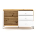 Credenza cucina moderna 120cm legno rovere anta 3 cassetti bianco Gwen Sconti