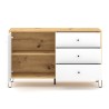 Credenza cucina moderna 120cm legno rovere anta 3 cassetti bianco Gwen Sconti