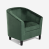 Poltrona a pozzetto classica soggiorno tessuto velluto verde Cookie Lux Vendita