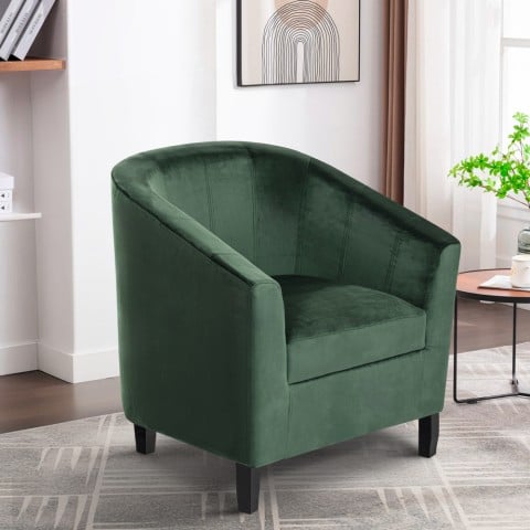 Poltrona a pozzetto classica soggiorno tessuto velluto verde Cookie Lux Promozione