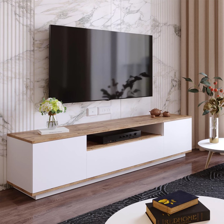Mobile TV 180cm soggiorno design moderno 3 ante bianco legno Nirrat Promozione Mobile TV 180cm soggiorno design moderno 3 ante bianco legno Nirrat Promozione