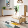 Credenza soggiorno 140cm moderna in legno 3 ante bianco scandinavo Talon Sconti