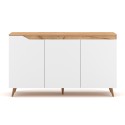 Credenza soggiorno 140cm moderna in legno 3 ante bianco scandinavo Talon Offerta
