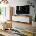 Mobile TV moderno 140cm scandinavo in legno 3 ante bianco opaco Muriel Vendita