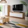 Mobile TV moderno 140cm scandinavo in legno 3 ante bianco opaco Muriel Vendita