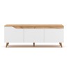 Mobile TV moderno 140cm scandinavo in legno 3 ante bianco opaco Muriel Saldi