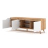 Mobile TV moderno 140cm scandinavo in legno 3 ante bianco opaco Muriel Sconti