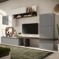 Parete attrezzata tv moderna soggiorno bianca grigia nera Infinity 06 Promozione
