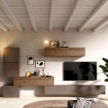 Parete attrezzata soggiorno in legno moderna mobili sospesi Infinity 14 Promozione