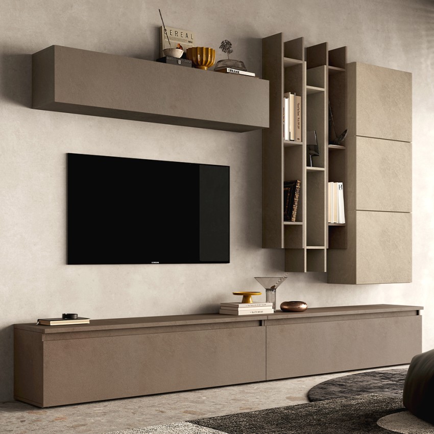 Mur TV avec bibliothèque design moderne Infinity 20 Promotion Mur TV avec bibliothèque design moderne Infinity 20 Promotion