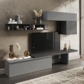 Parete attrezzata contemporanea grigia mobili sospesi mensola Infinity 25 Promozione