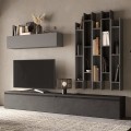 Parete attrezzata con libreria moderna grigio mobile tv nero Infinity 30 Promozione