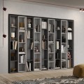 Libreria design a parete soggiorno moderno bianco nero Infinity 35 Promozione