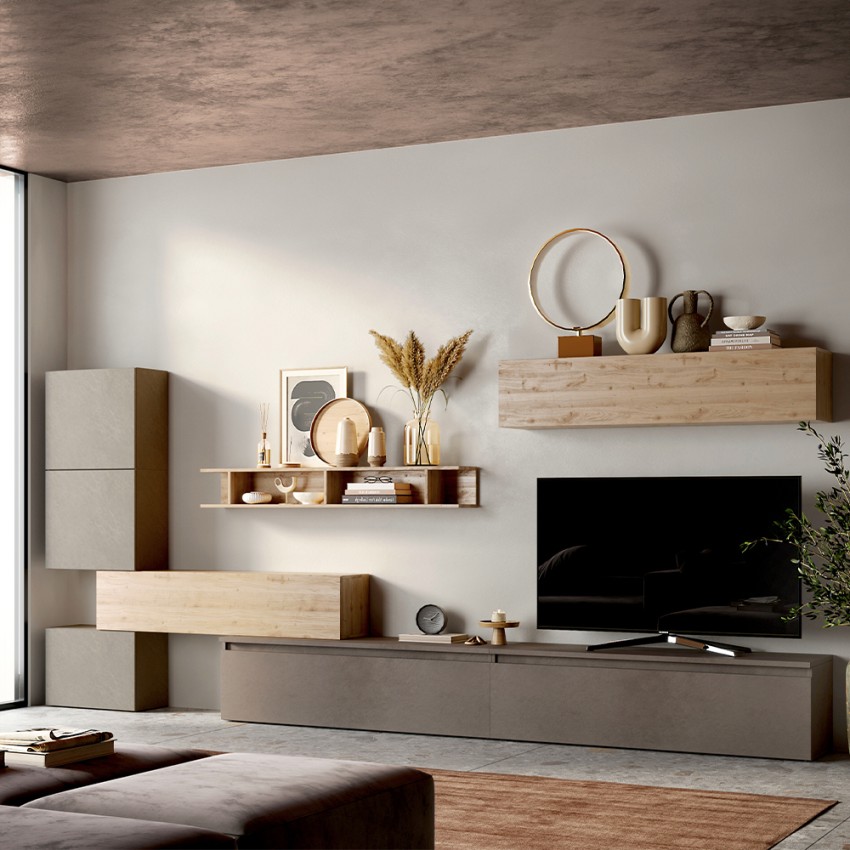 Moderne Wohnwand Hängemöbel aus Holz Infinity 37 Aktion Moderne Wohnwand Hängemöbel aus Holz Infinity 37 Aktion