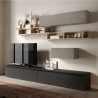 Parete attrezzata tv salotto moderno grigio mensole in legno Infinity 39 Vendita