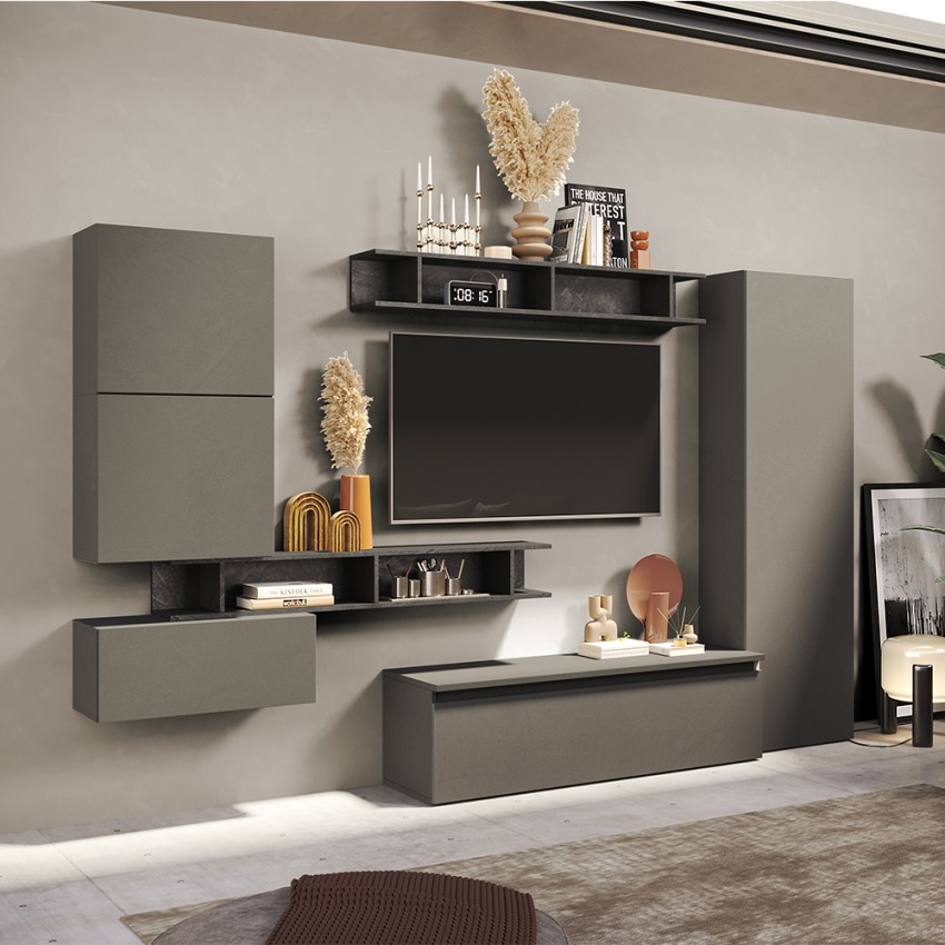 Parete attrezzata tv design moderno mensole mobili sospesi Infinity 38 Vendita