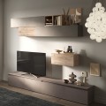 Parete attrezzata contemporanea porta tv mobili sospesi legno Infinity 42 Promozione