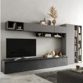 Parete attrezzata tv libreria moderna grigia mobili sospesi Infinity 43 Promozione