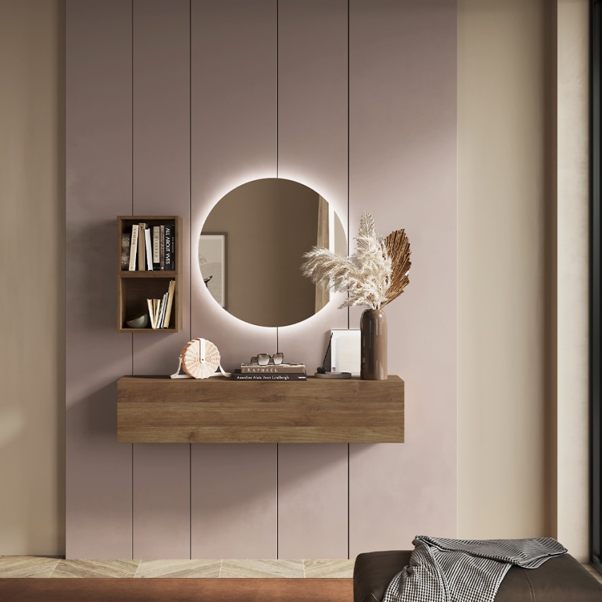 Platzsparendes Design-Wandeingangselement aus Holz mit Tür Infinity 57 Aktion Platzsparendes Design-Wandeingangselement aus Holz mit Tür Infinity 57 Aktion