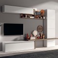 Parete attrezzata contemporanea porta tv legno bianco lucido Fantasy 03 Promozione